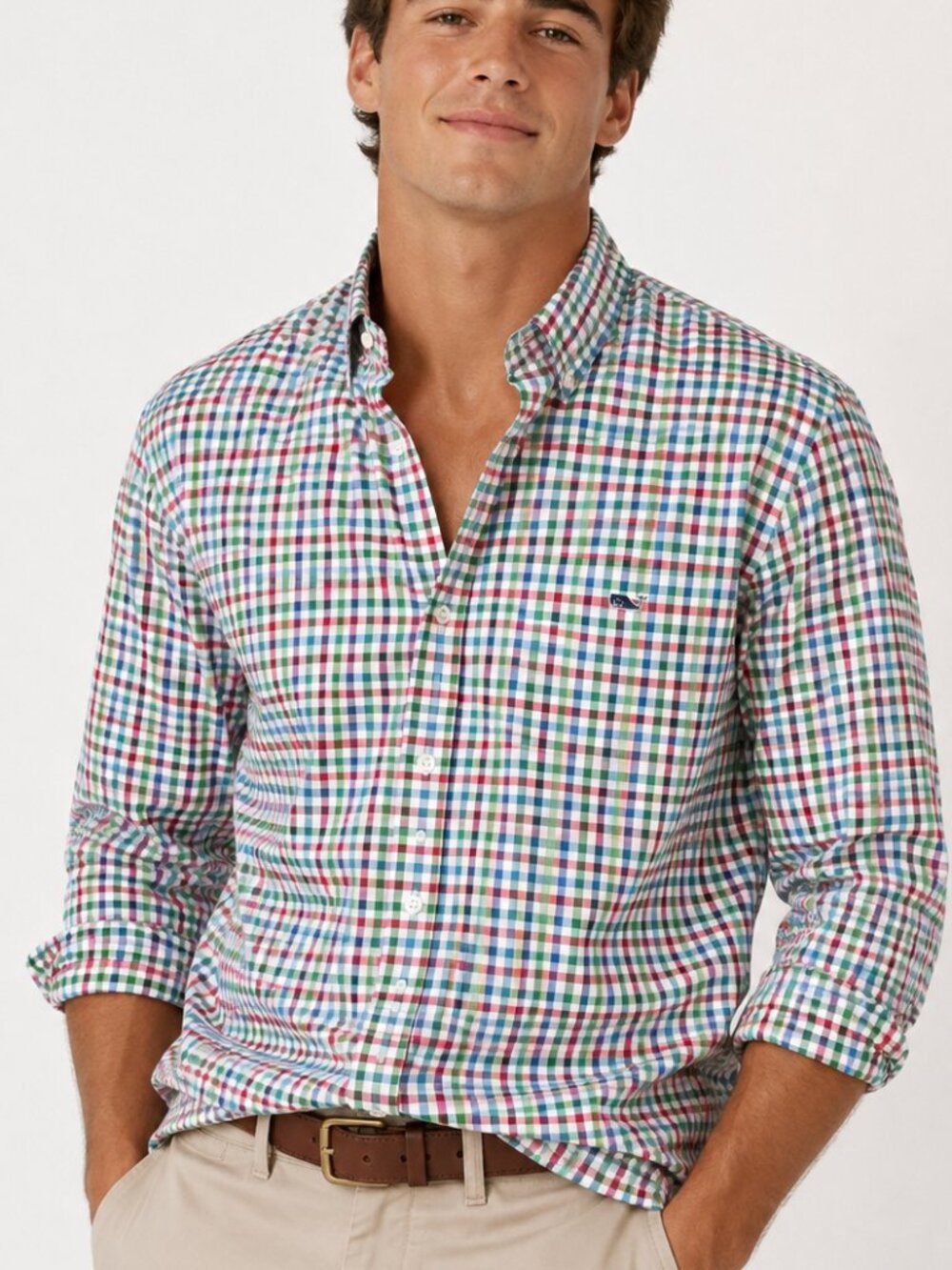 Vineyard Vines Men's Plaid Button-Down Shirt - Green/Red/Blue